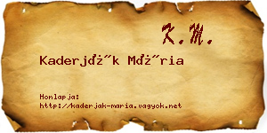 Kaderják Mária névjegykártya